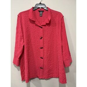 Ali Miles NWT Women's 3x Plus Size Salmon Button Up Shirt
